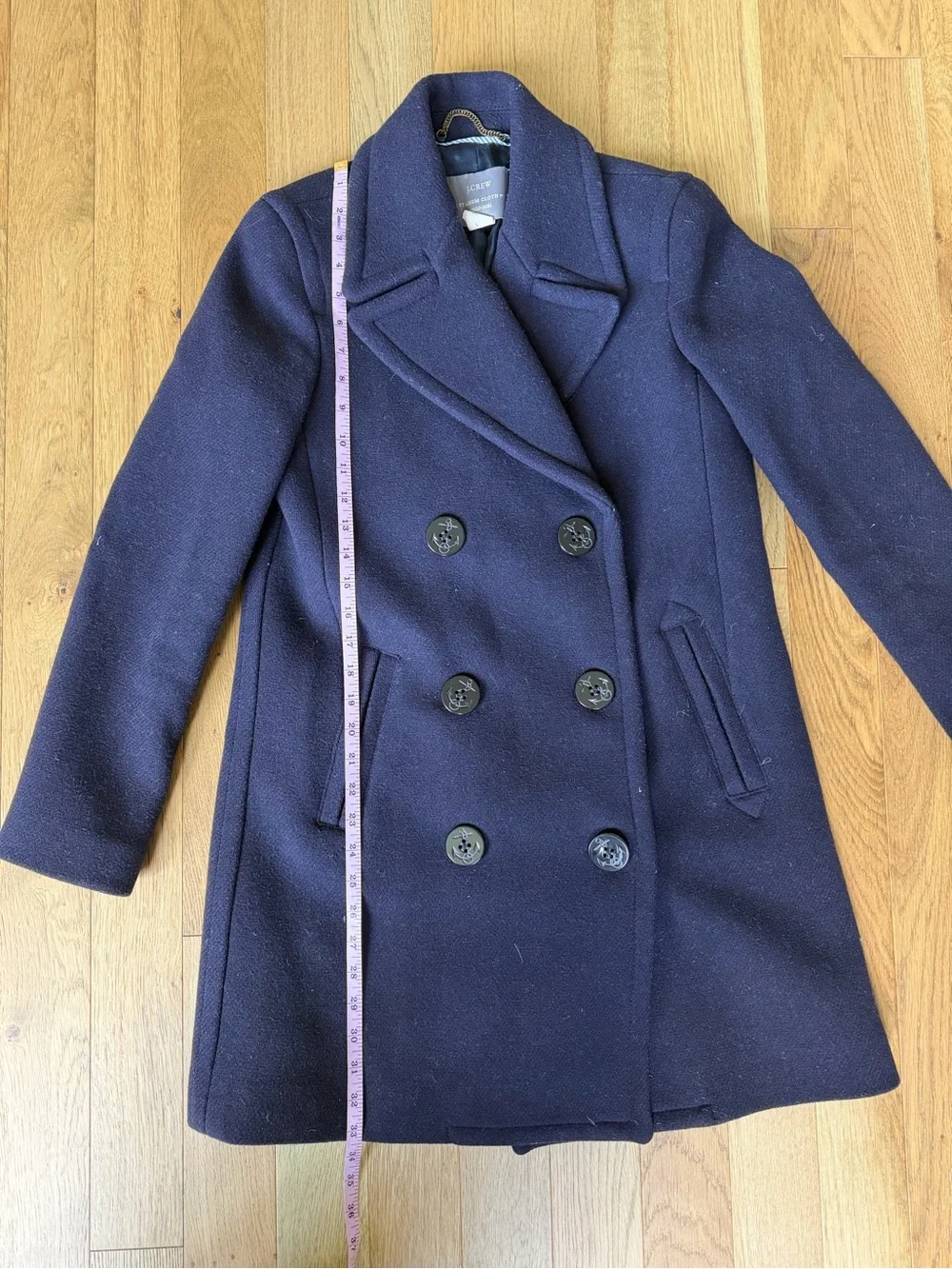 ⚓ J.Crew Stadium Cloth Nello Gori Navy Pea Coat Size 4 ⚓ - Picture 10 of 14